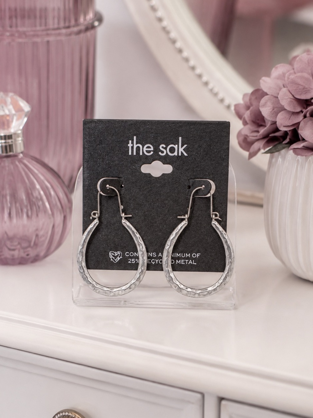 The Sak Silver-Tone Hammered Teardrop Hoop Earrings (BR1616/2)